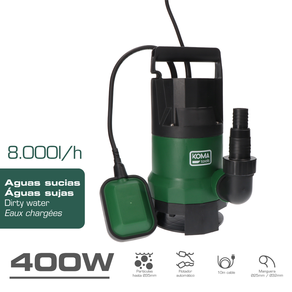 Bomba para extração de água suja 400W 17X33cm Koma Tools