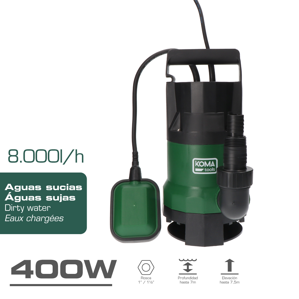 Bomba para extração de água suja 400W 17X33cm Koma Tools - Image 2
