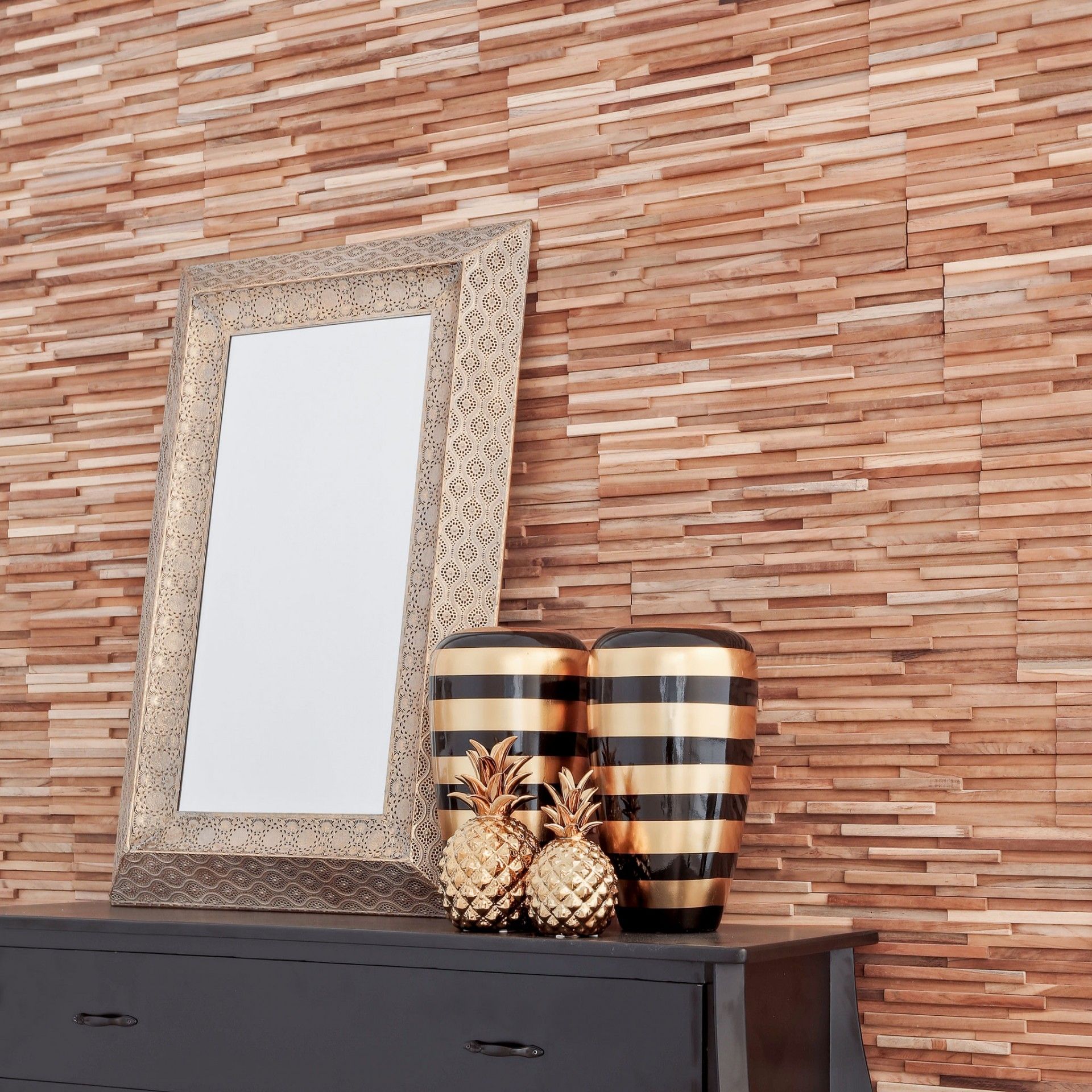 Painel decorativo Teca Retângulos 06 - 55x18cm - Image 3