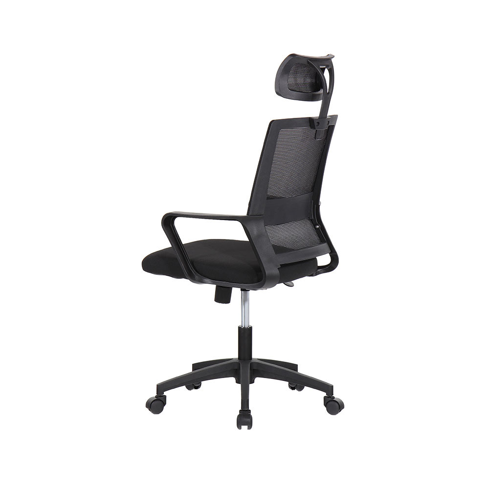 Cadeira de escritório ergonômica preta com encosto em malha de nylon - Image 2