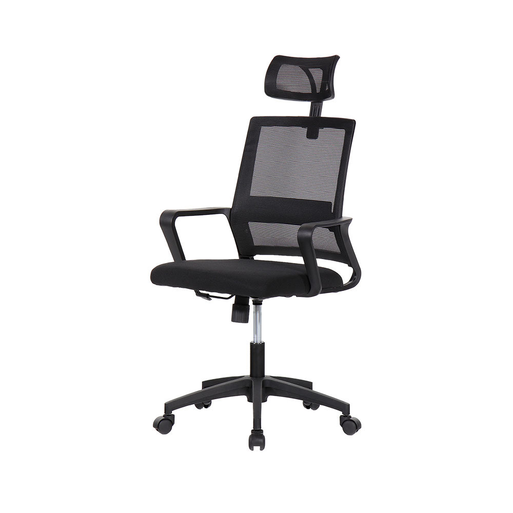 Cadeira de escritório ergonômica preta com encosto em malha de nylon - Image 4