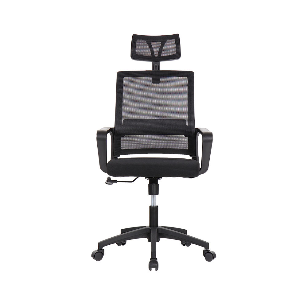 Cadeira de escritório ergonômica preta com encosto em malha de nylon - Image 3