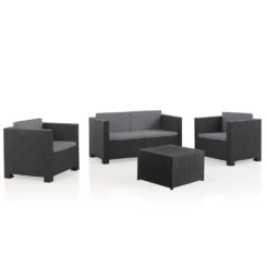 Conjunto de jardim com 2 poltronas + 1 sofá + 1 mesa de centro