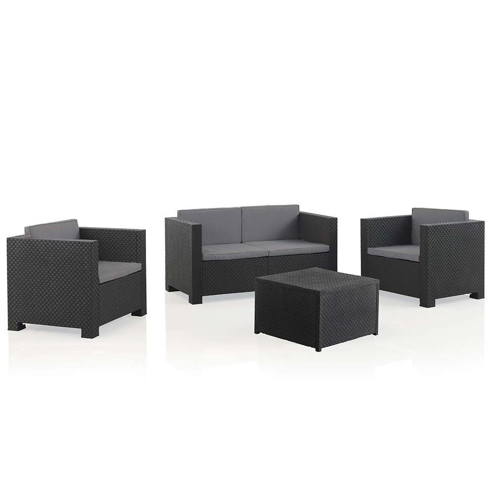 Conjunto de jardim com 2 poltronas + 1 sofá + 1 mesa de centro