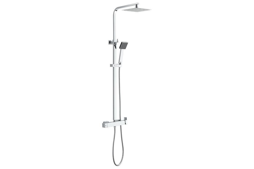 Coluna de duche com monocomando, cabeça quadrada, cromada