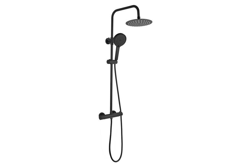 Coluna de duche com monocomando, acabamento preto mate
