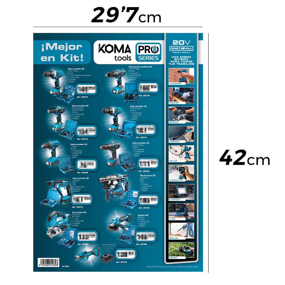 Cartaz promocional temático com PVP ferramentas koma tools 29,7x42cm
