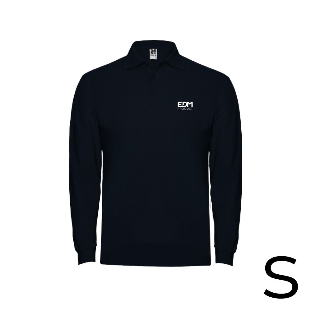 Polo negro manga larga talla-s 65% poliéster 35% algodon