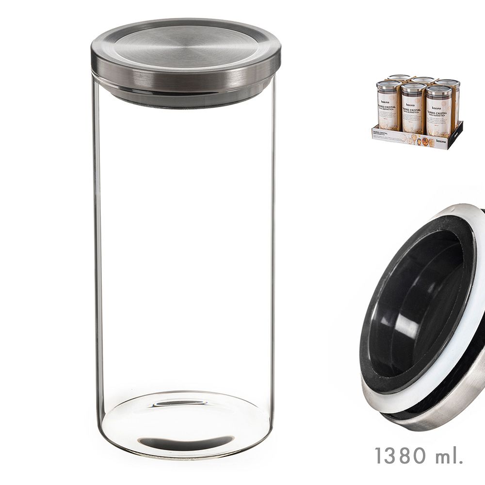 Frasco de vidro com tampa de metal 1380ml kozina