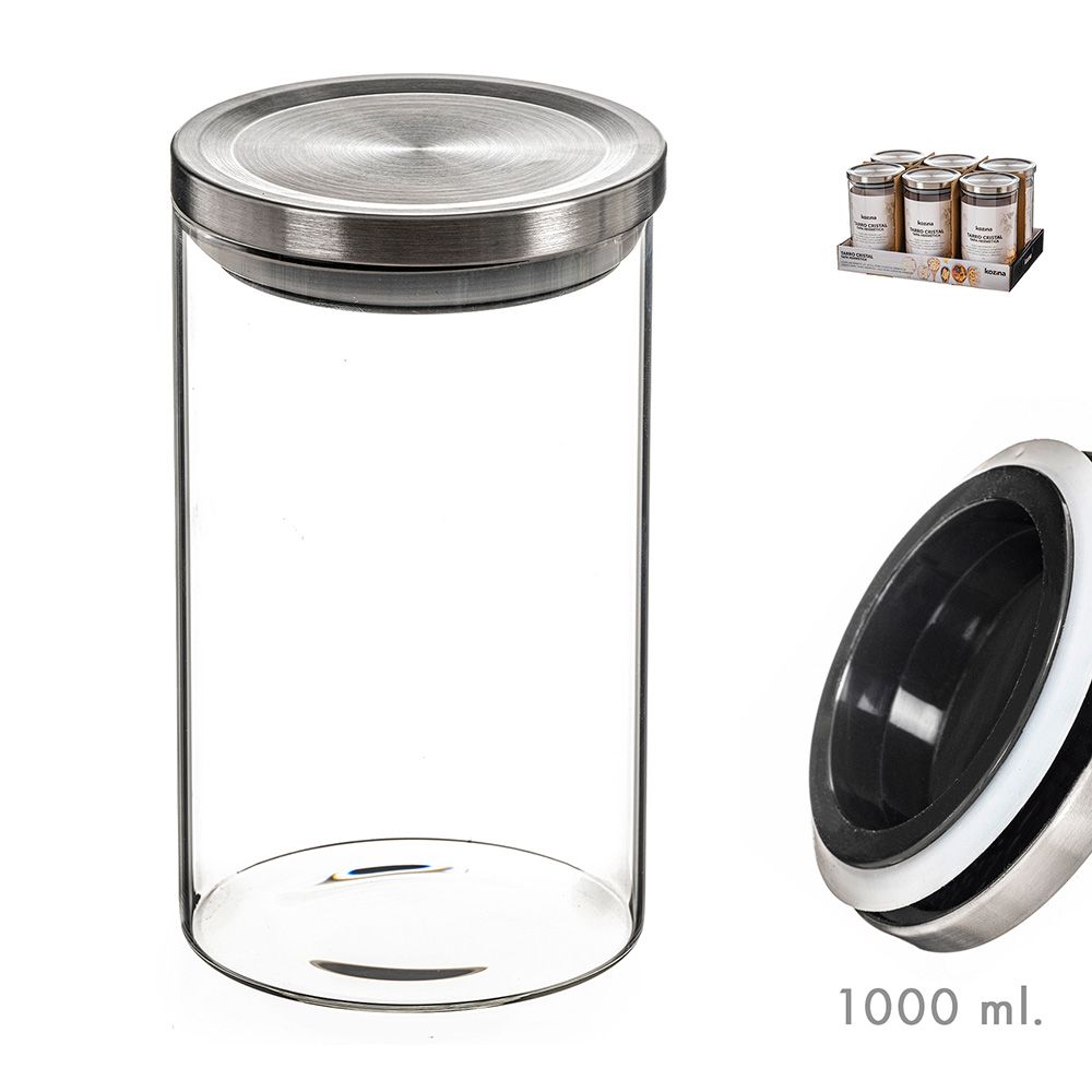 Frasco de vidro com tampa de metal 1000ml kozina