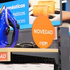 Display promoção módulo espanhol "novidad" EDM Ø20cm, contém suporte adesivo 02942