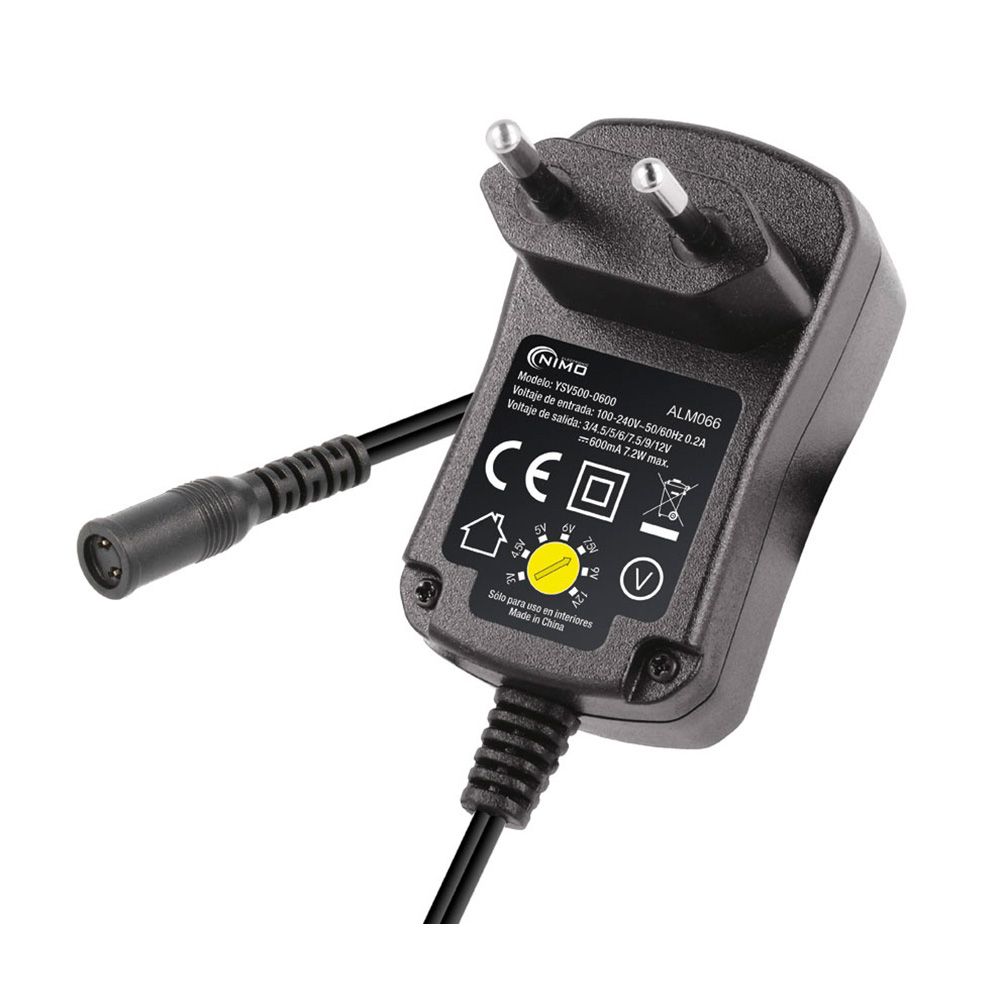 Fonte de alimentação eletrónica 12V 600mAh 7,2W com seletor ajustável de 3V a 12V