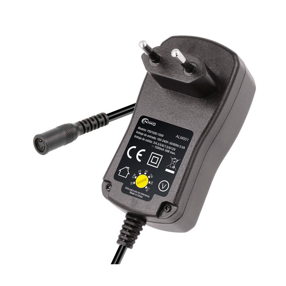 NIMO Fonte de alimentação eletrônica 12v 1500 mah 7,2w com seletor ajustável de 3v a 12v