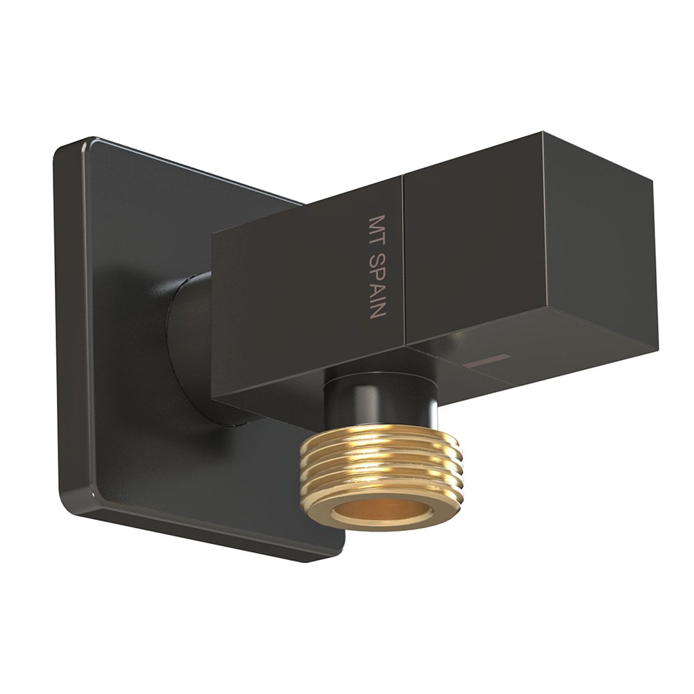 Válvula de esquadria, modelo deco, com manípulo quadrado, preto, ½ x 3/8 POL