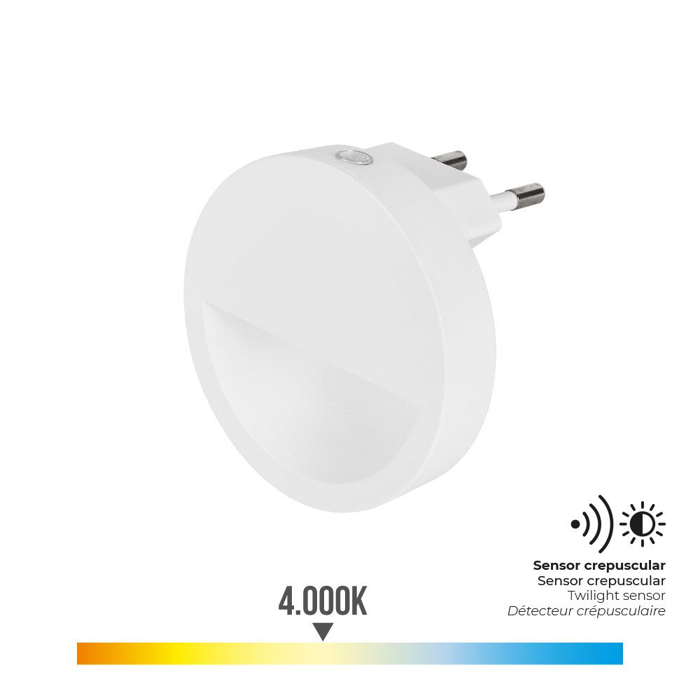 Piloto noche led redondo con visera 0,5 w 5 lm 4000 k