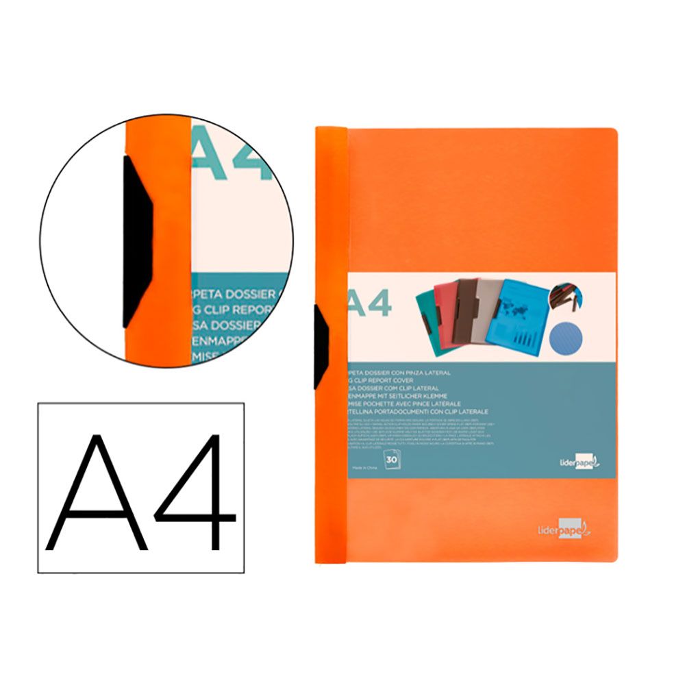 Carpeta dossier pinza lateral pp din a 4 naranja - Image 2