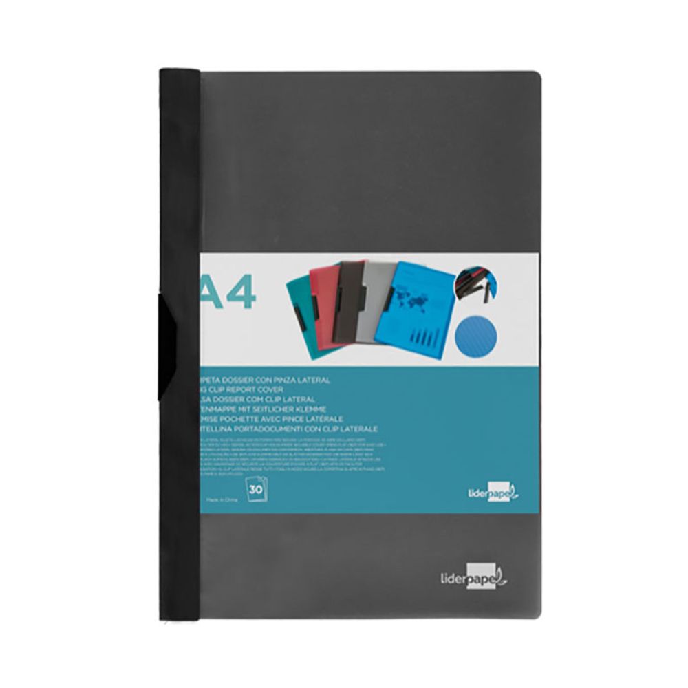 Carpeta dossier pinza lateral pp din a 4 negra