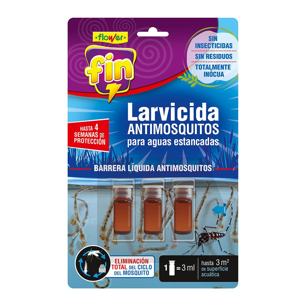Larvicida antimosquitos monodosis, fin, 3 monodosis de 3 ml