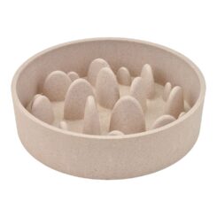 Comedouro bambu, slow, bege, 400 ml, Ø14,5 x 14,5 x 4 cm