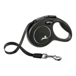 Alça extensível flexi classic preta, fita de 3 m, tamanho XS, até 12 kg