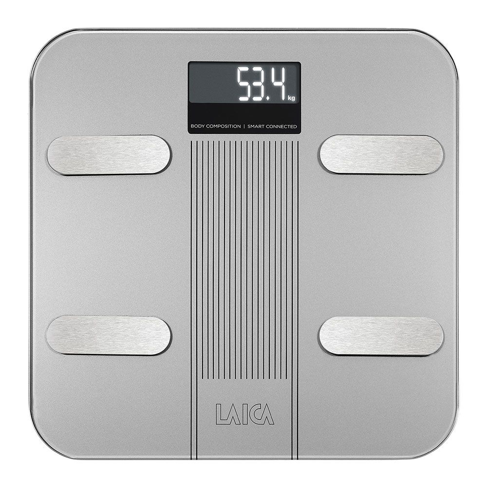Balança electrónica de casa de banho bluetooth com cálculo da composição corporal, branca