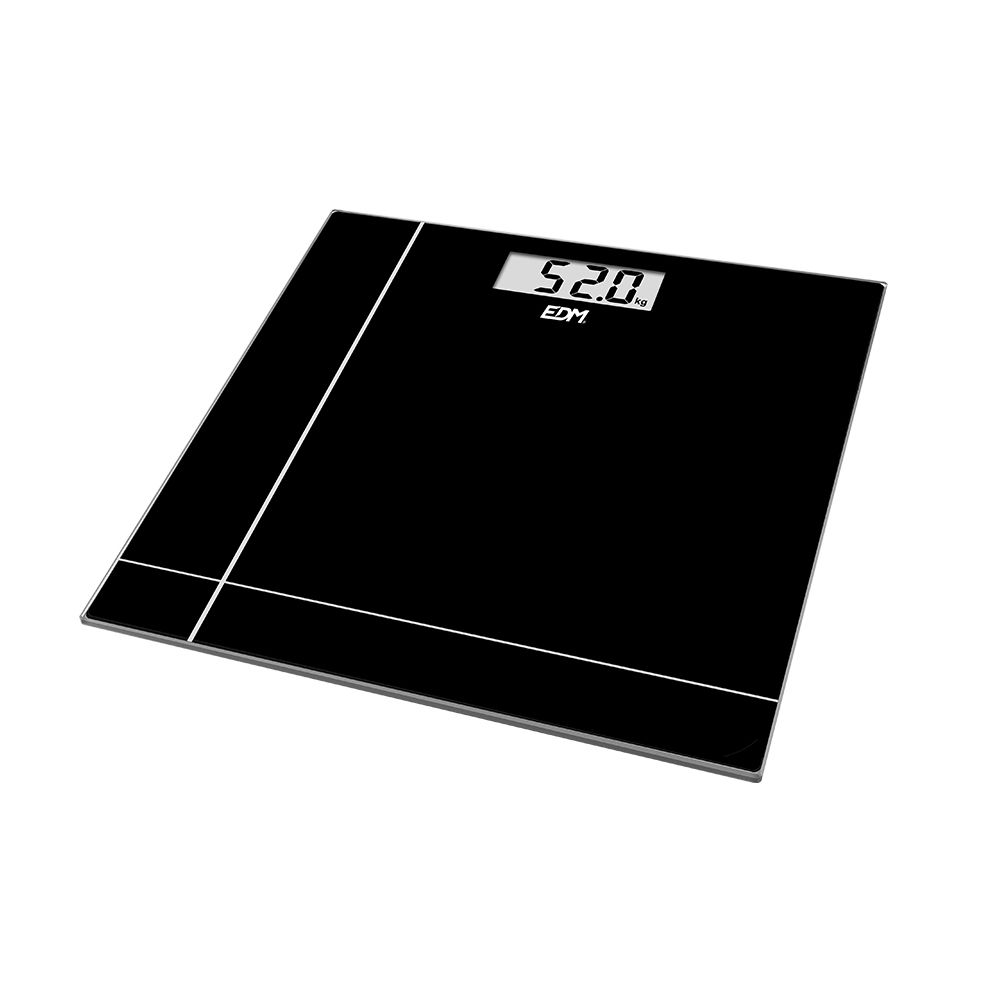EDM Balança de banheiro digital preta, máximo 180 kg