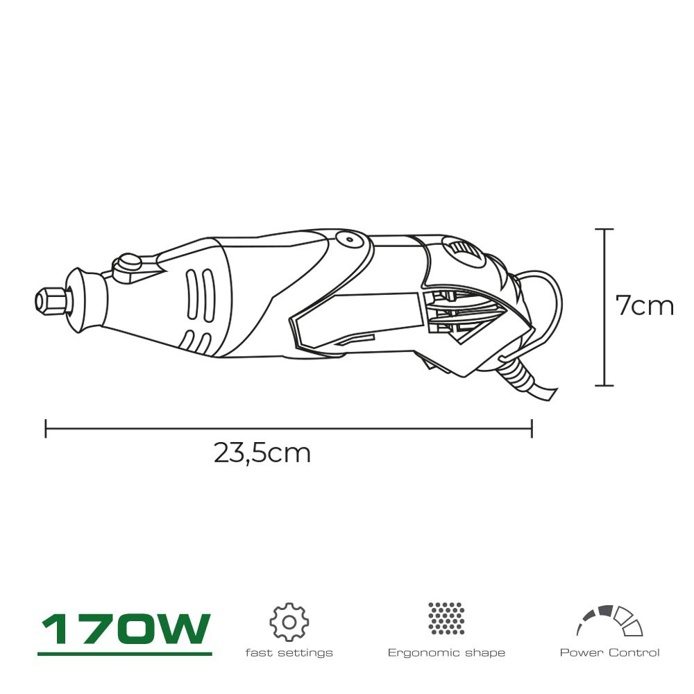 Multiherramienta rotativa 170w, 190 accesorios, con cable 2 m - Image 2