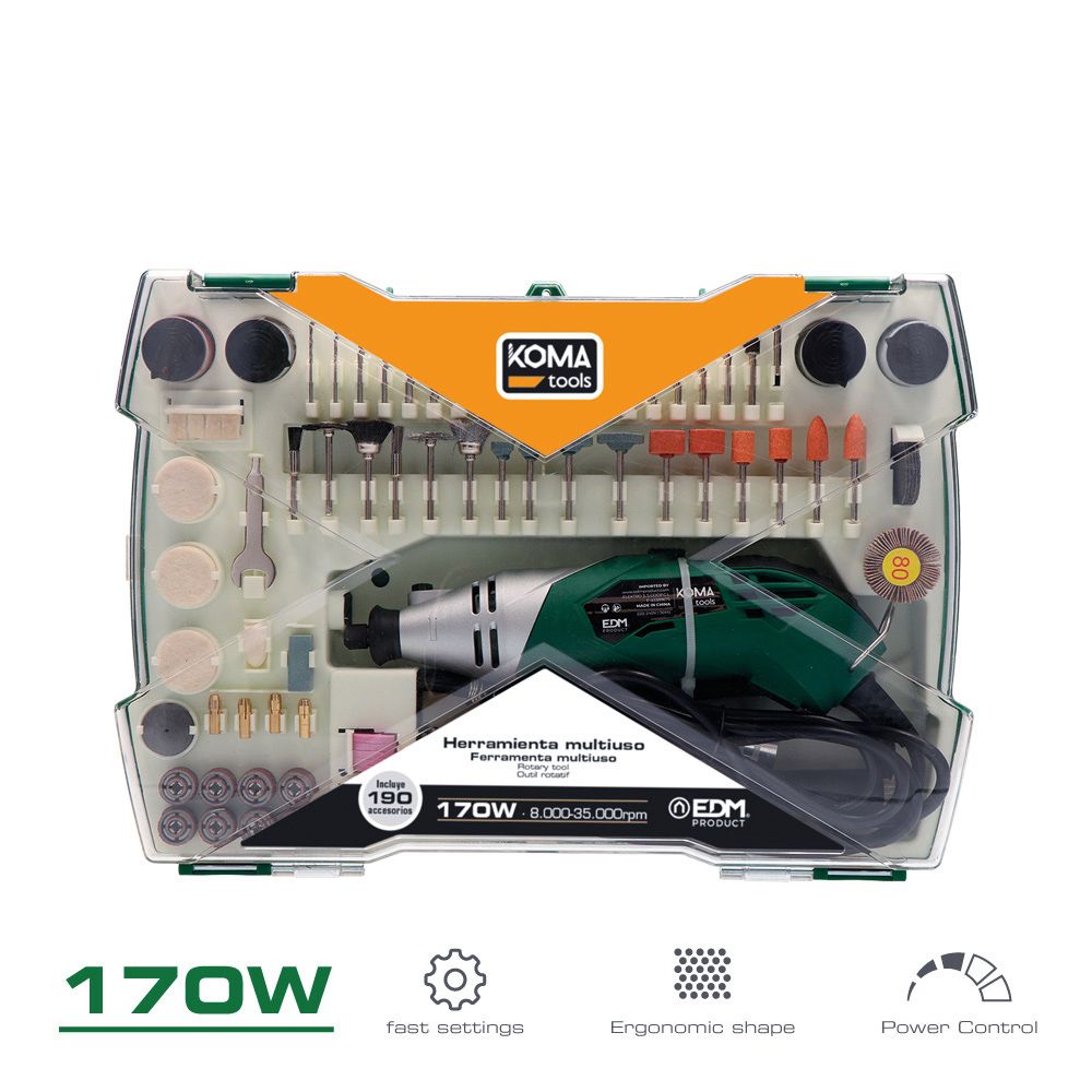 Multiherramienta rotativa 170w, 190 accesorios, con cable 2 m - Image 3