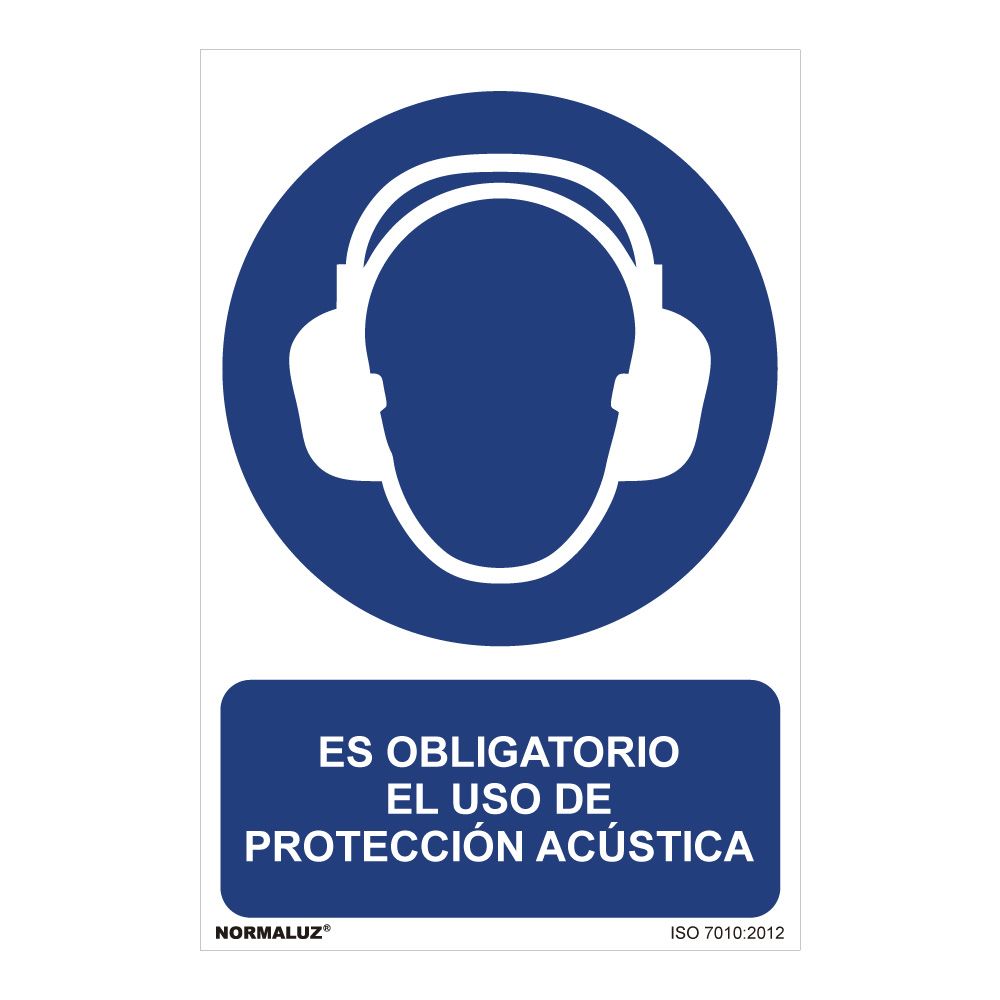 Sinal "es obligatorio EL USO de proteccion acustica" (PVC 0,7mm) 30x40cm normaluz