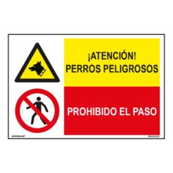 Placa combinada cão perigoso/cuidado com o cão, PVC 0,7mm, 600x400mm, Normaluz