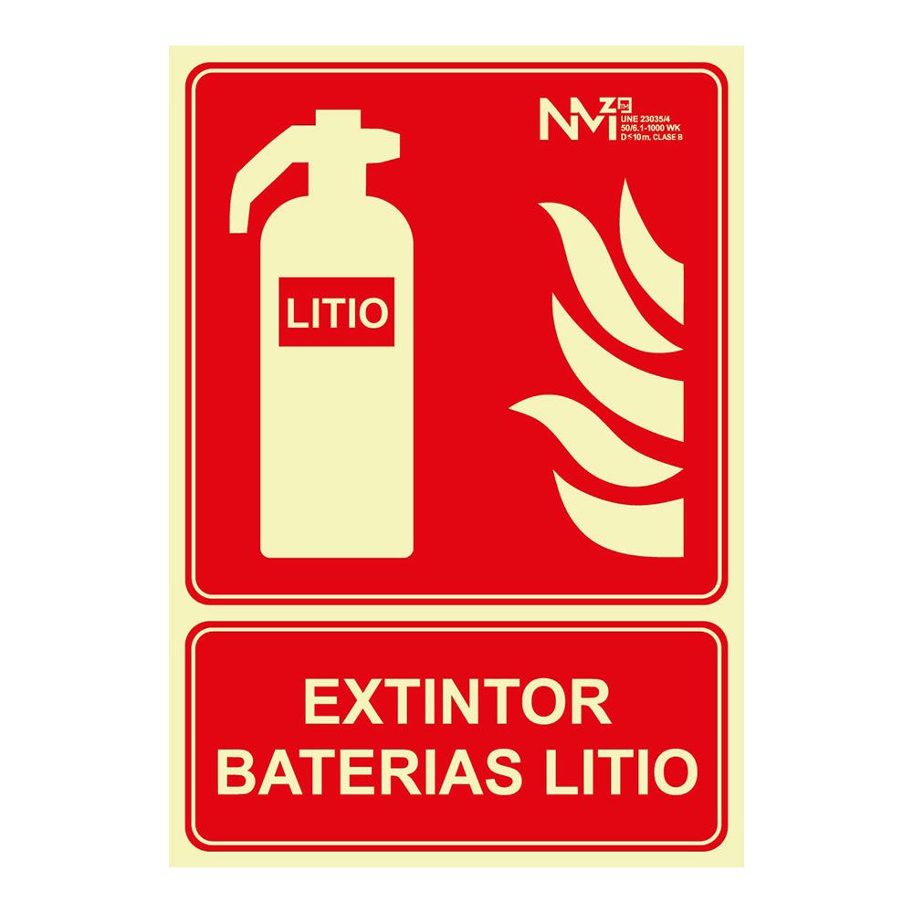 Pôster "extinção de incêndio" para baterias de lítio classe a (1 mm) 210 x 300 mm