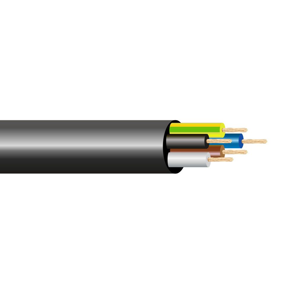 Cabo elétrico 5x0,75mm 50V preto euro/m 100m