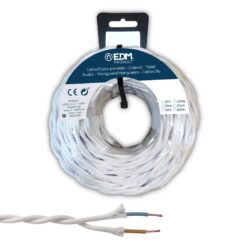 Carretel de cabo paralelo têxtil trançado H05VV-F 2 x 1,50 mm² branco, 5 m