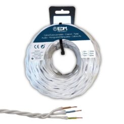 Carretel de cabo paralelo têxtil trançado H05VV-F 3 g 1,50 mm² branco, 5 m