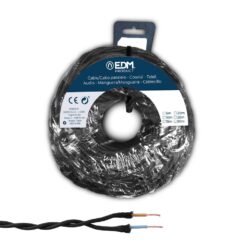 Carretel de cabo paralelo têxtil trançado H05VV-F 2 x 1,50 mm² preto, 5 m