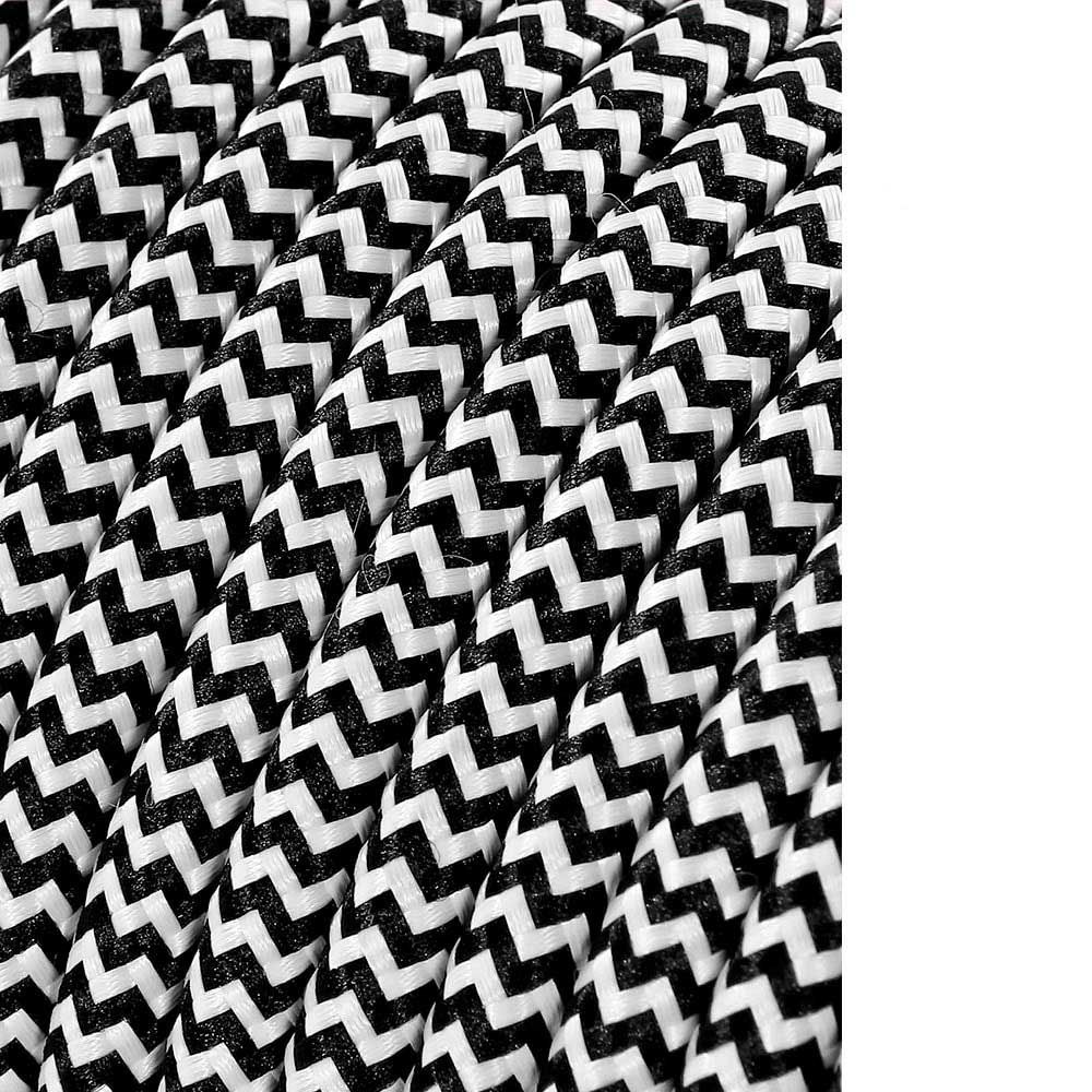 Carretel de cabo cordão tubular H03VV-F 2 x 0,75 mm² listrado branco/preto, 25 m euro/m