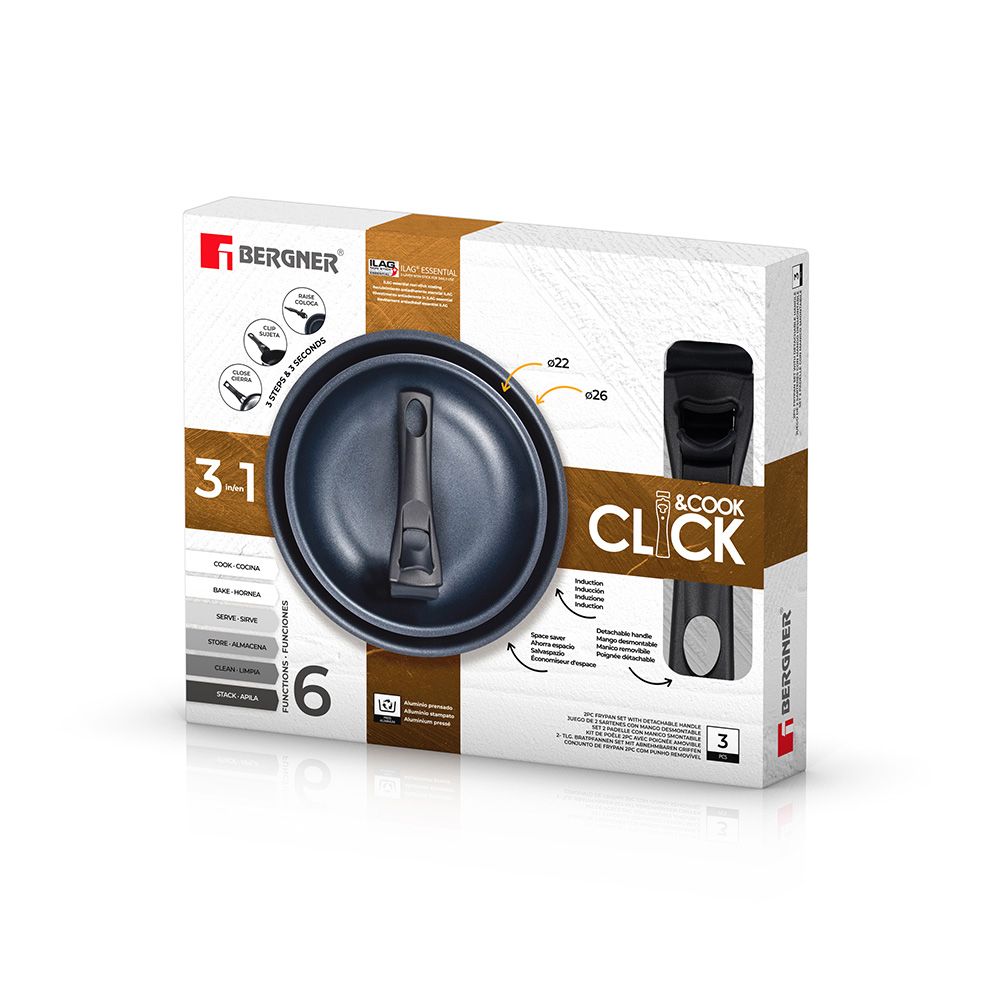 KIT 2 frigideiras (Ø20+Ø26cm) click & cook bergner - Image 5