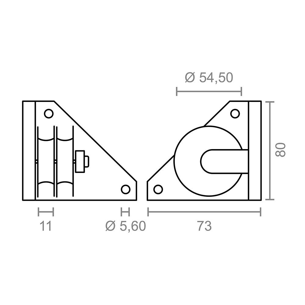 Polia para pergolado, lateral, modelo tld20, em nylon com acabamento branco, 73 x 73 x 80 mm, blister - Image 3