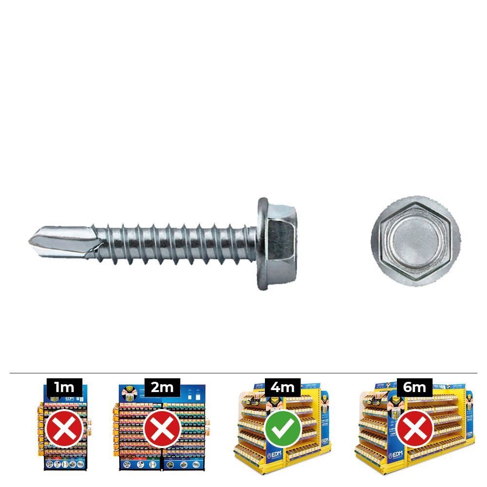 Caixa 100 unid. ponta broca hexagonal din/ref 7504K Ø6,3x45mm zincado celo
