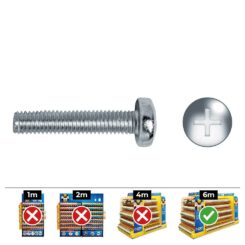 Caixa 250 unid. parafuso métrica cabeça de queijo philips din/ref 7985 Ø6x10mm zincado celo