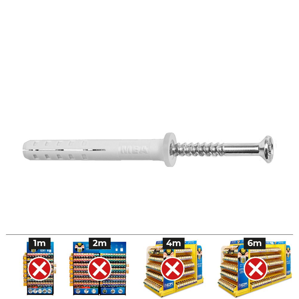 Buchas golpe Ø5 x 25 mm + parafusos cabeça plana Ø5 x 35 mm , caixa 200 unid