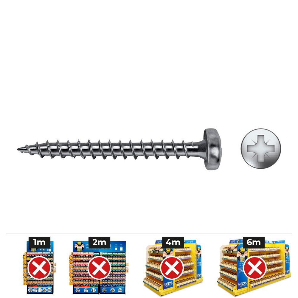 Caixa de 1000 unidades parafusos para madeira vlox b rosca completa impressão panned peças ø 2,5 x 15 mm. zincado