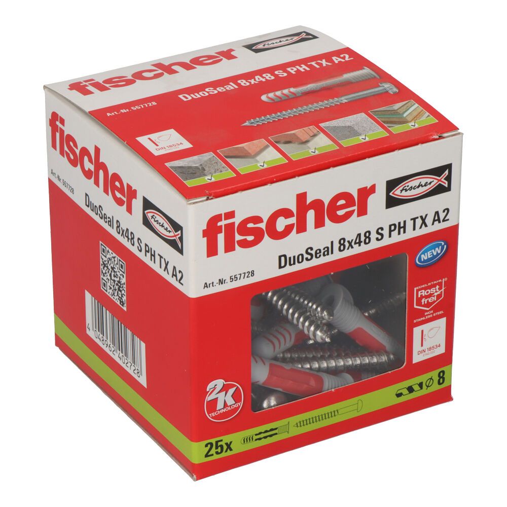 Tacos estanco ø8 x 48 mm + tornillos duoseal ø6 x 70 mm, pack 25 uds - Image 2