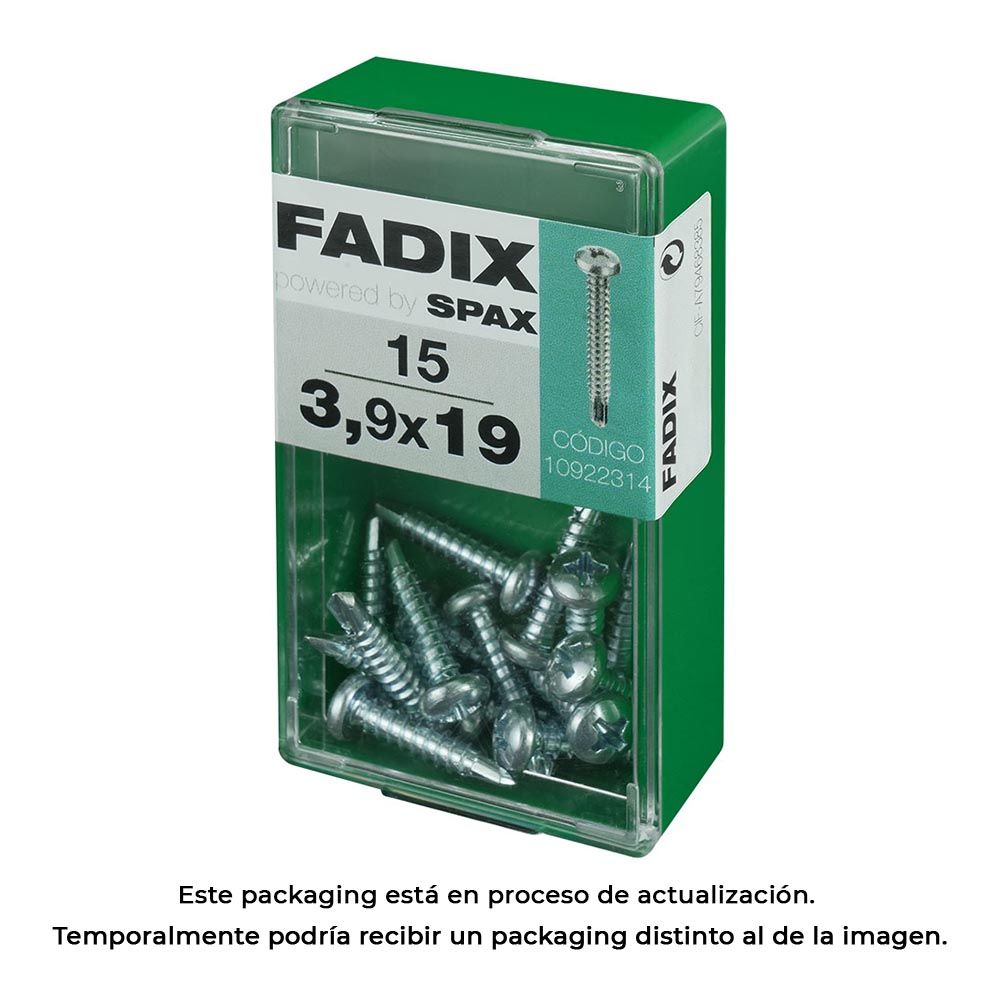 Caixa com 15 unidades. parafuso de rosca de chapa metálica autot cr. Fadice 3,9x19mm