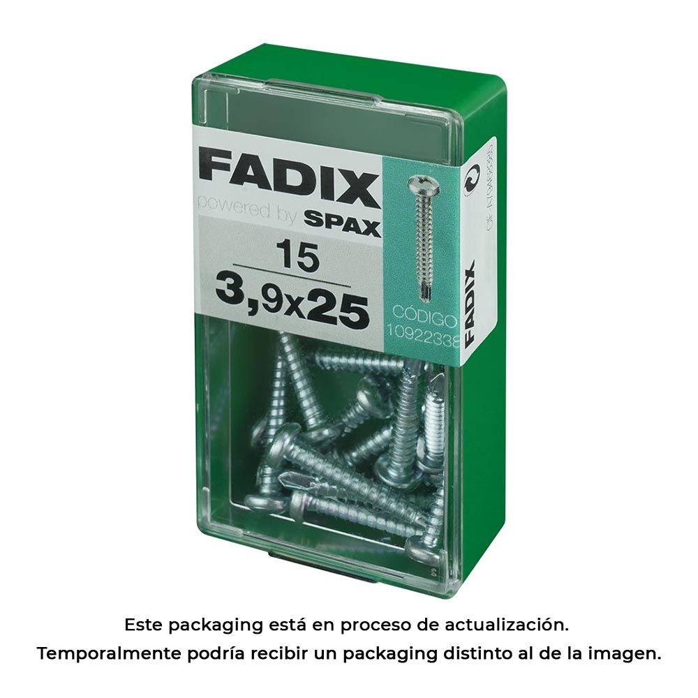 Caixa com 15 unidades. parafuso de rosca de chapa metálica autot cr. Fadix 3,9x25mm