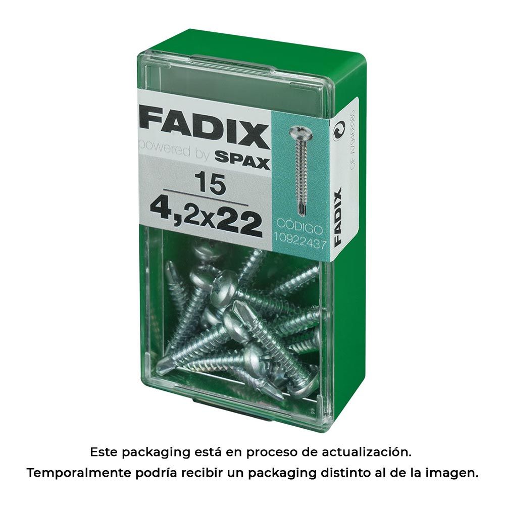 Caixa com 15 unidades. parafuso de rosca de chapa metálica autot cr. Fadix 4,2x22mm