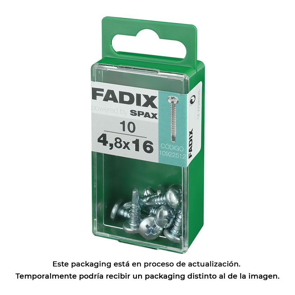 Caixa S 10 unid. parafuso rosca chapa CR autot. 4,8x16mm fadix