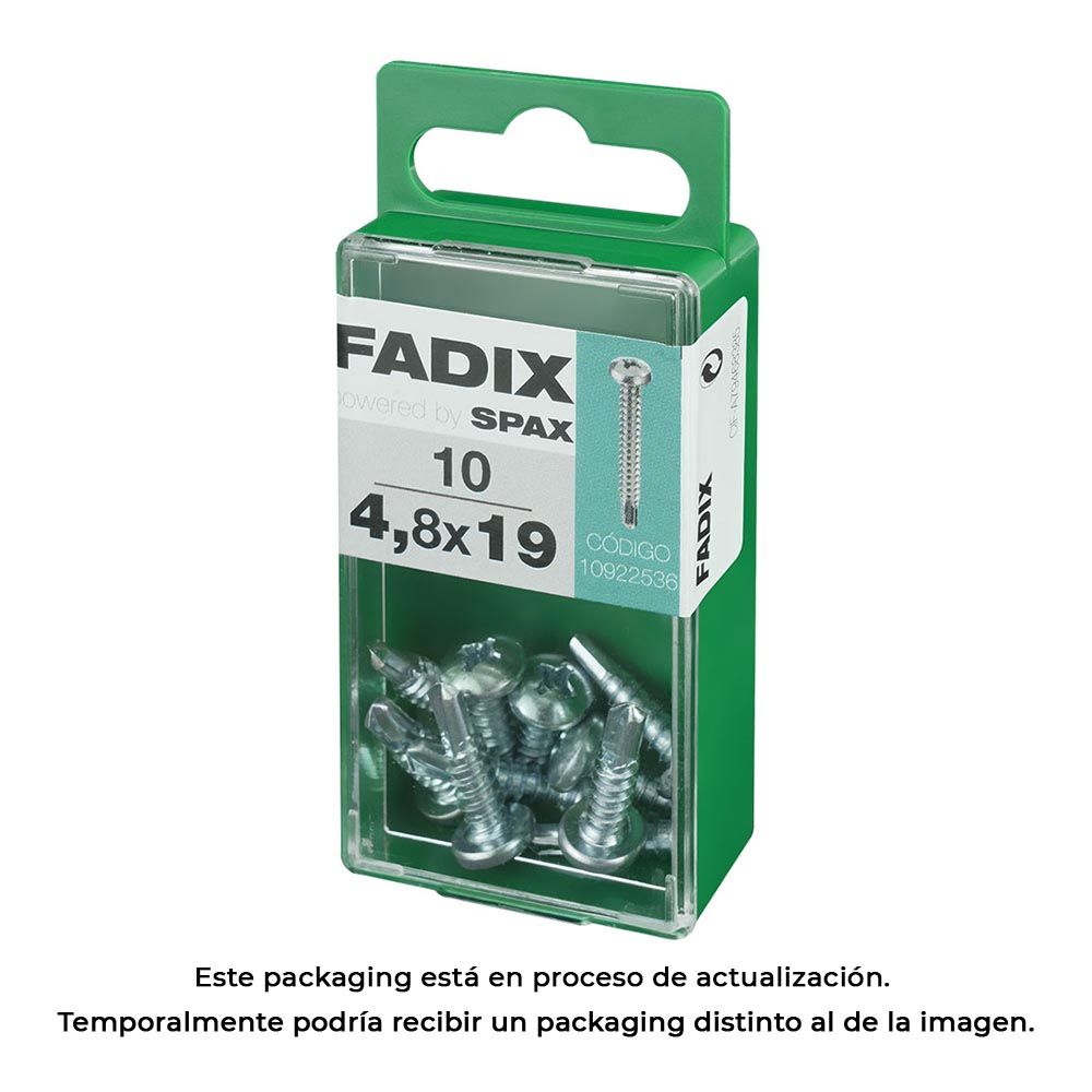 Caixa S 10 unid. parafuso rosca chapa CR autot. 4,8x19mm fadix