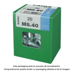 Caixa l 20 unid. parafuso metrico CAB hex+porca zinco m 8x40mm fadix