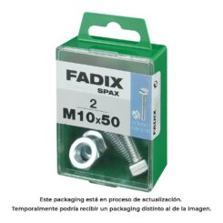 Caixa m 2 unid. parafuso metrico CAB hex+porca zinco m 10x50mm fadix